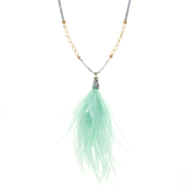 Jane Marie Beaded Feather Necklace