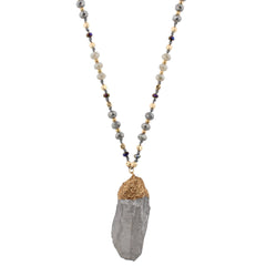 Jane Marie Quartz on Handknotted Mixed Beaded Body Necklace