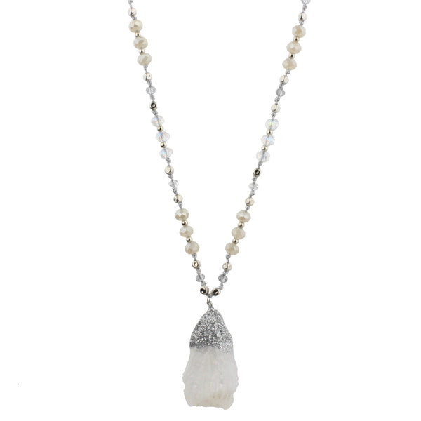 Jane Marie Quartz on Handknotted Mixed Beaded Body Necklace