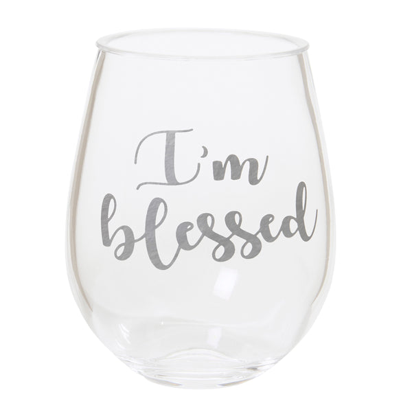 Be Thankful, I'm Blessed Stemless Wine Glasses