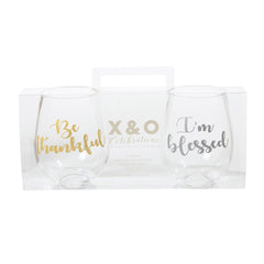 Be Thankful, I'm Blessed Stemless Wine Glasses