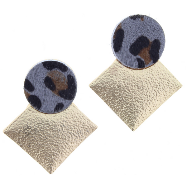 Jane Marie Texture Square and Hide Earrings