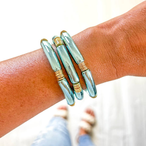 Acrylic Tube Bamboo Bracelets - 7 Colors